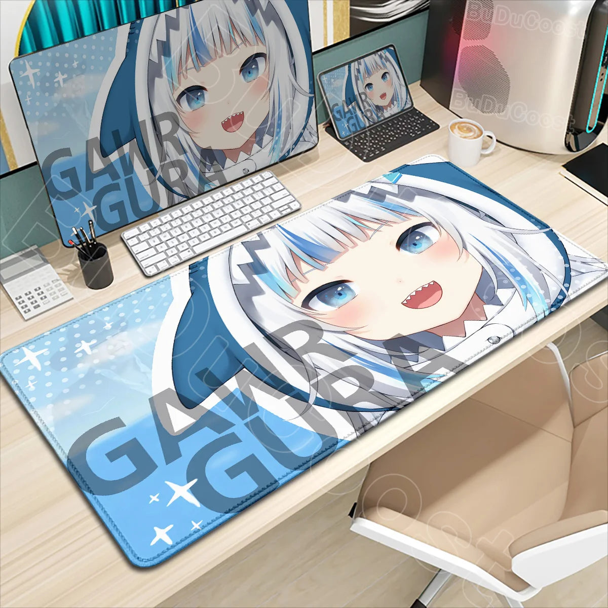 Kawaii Girl Hololive Gawr Gura Mouse Pad Office Game Carpet Mouse Mats Gamer Rug Desk Accessories Computer Table Pad PC Mousepad