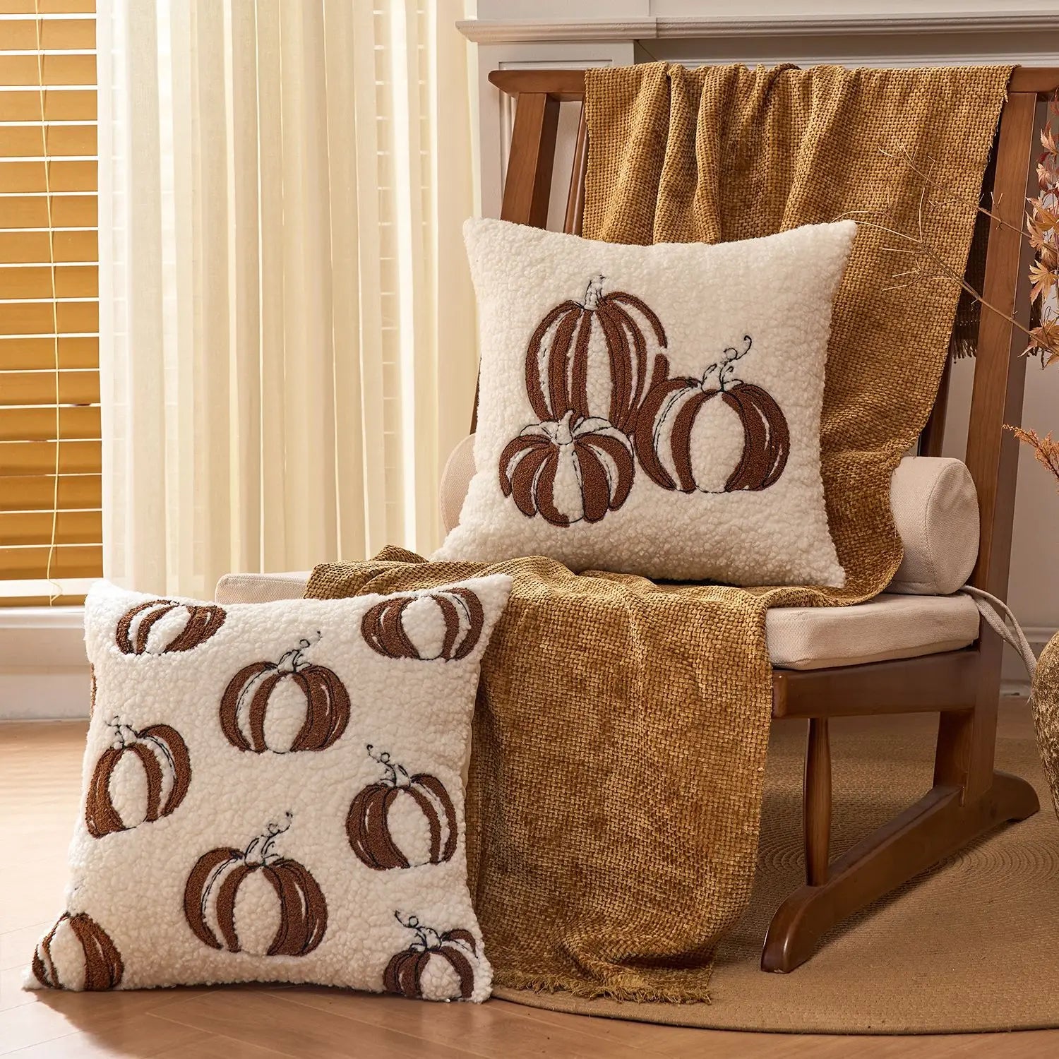 Pumpkin Throw Pillow Cover 45X45CM Autumn Plush Cushion Cover Decor Home Thanksgiving Day Decorative Pillowcase 2025 New