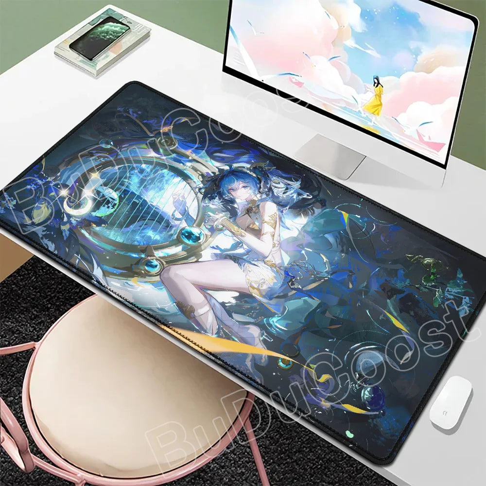 Beautiful Kawaii Luno Wuthering Waves Mouse Pad Gamer Mousepad Accessories Keyboard Mat Gaming Laptop Anime Pretty Girl Desk Mat