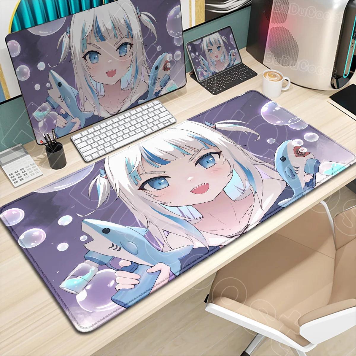 Kawaii Girl Hololive Gawr Gura Mouse Pad Office Game Carpet Mouse Mats Gamer Rug Desk Accessories Computer Table Pad PC Mousepad