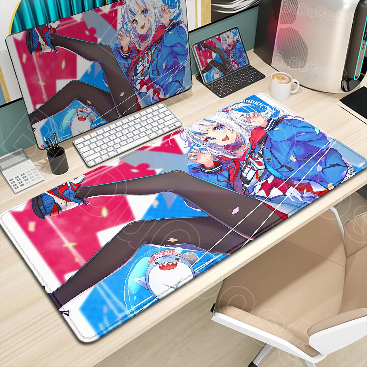 Kawaii Girl Hololive Gawr Gura Mouse Pad Office Game Carpet Mouse Mats Gamer Rug Desk Accessories Computer Table Pad PC Mousepad