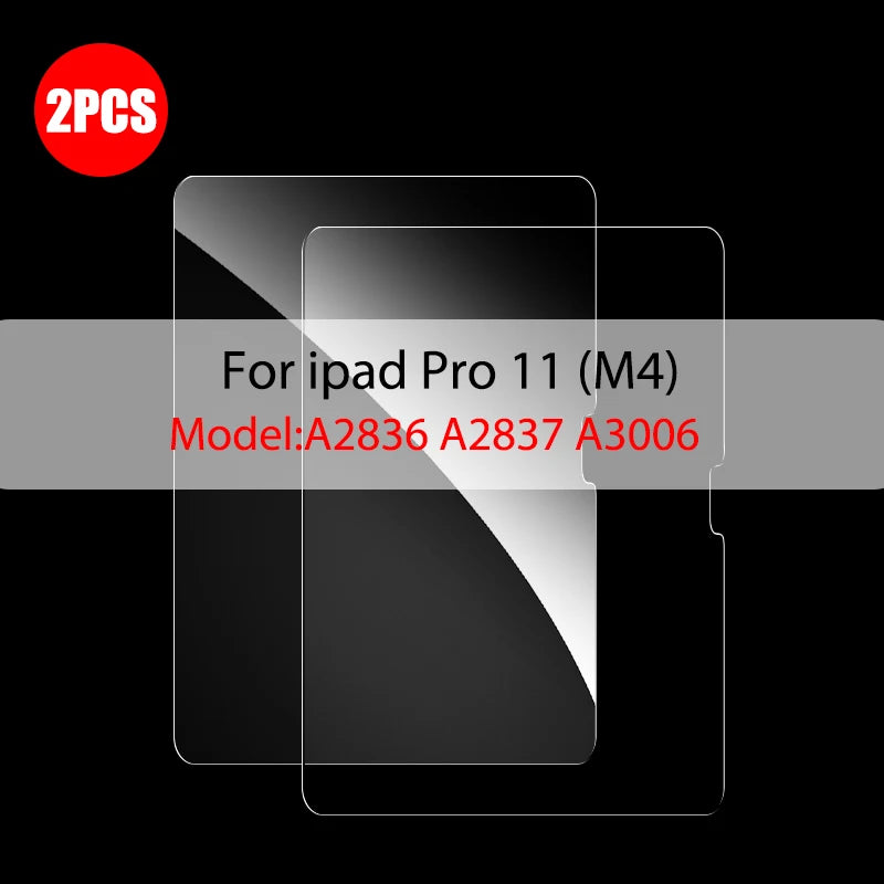 2Pcs Tempered Glass Screen Protector For iPad Air 5 4 Pro 13 11 12.9 Ipad 9th Gen 10th 8th 7th 6th 5 Mini 6 10.5 9.7 M4 M2 Film