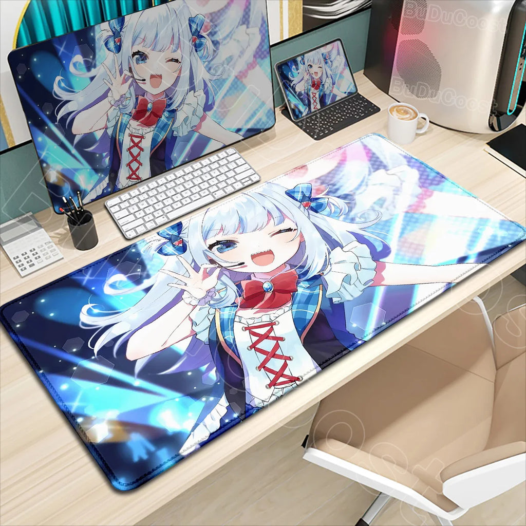 Kawaii Girl Hololive Gawr Gura Mouse Pad Office Game Carpet Mouse Mats Gamer Rug Desk Accessories Computer Table Pad PC Mousepad
