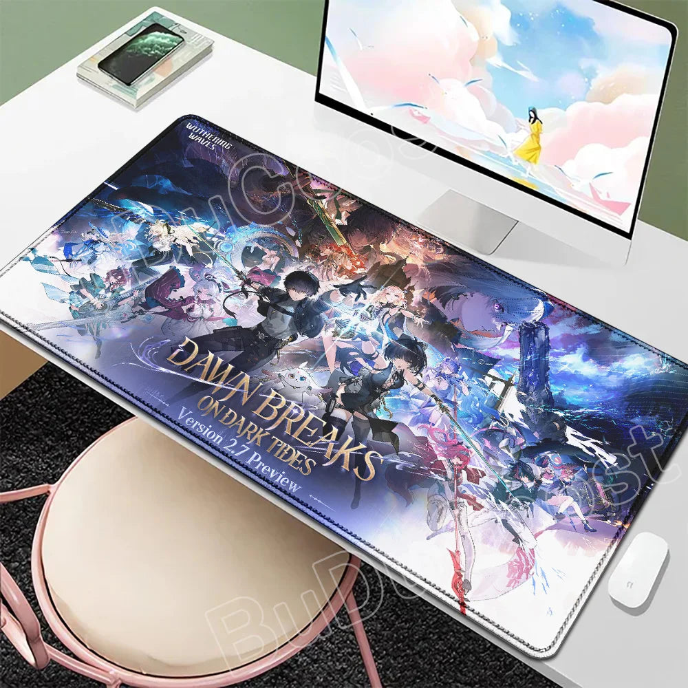 Beautiful Kawaii Luno Wuthering Waves Mouse Pad Gamer Mousepad Accessories Keyboard Mat Gaming Laptop Anime Pretty Girl Desk Mat