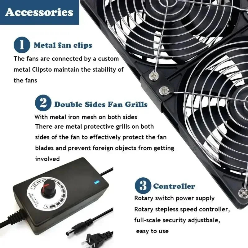 110V-220V 3000RPM Fan Cooling Controller 120mm 12V 220V Btc Machine Chassis Workstation Cabinet Radiator Server Fan for GPU VGA