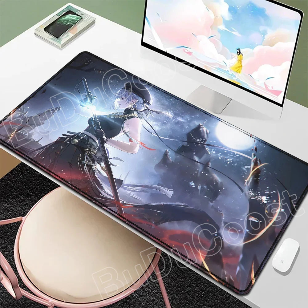 Beautiful Kawaii Luno Wuthering Waves Mouse Pad Gamer Mousepad Accessories Keyboard Mat Gaming Laptop Anime Pretty Girl Desk Mat