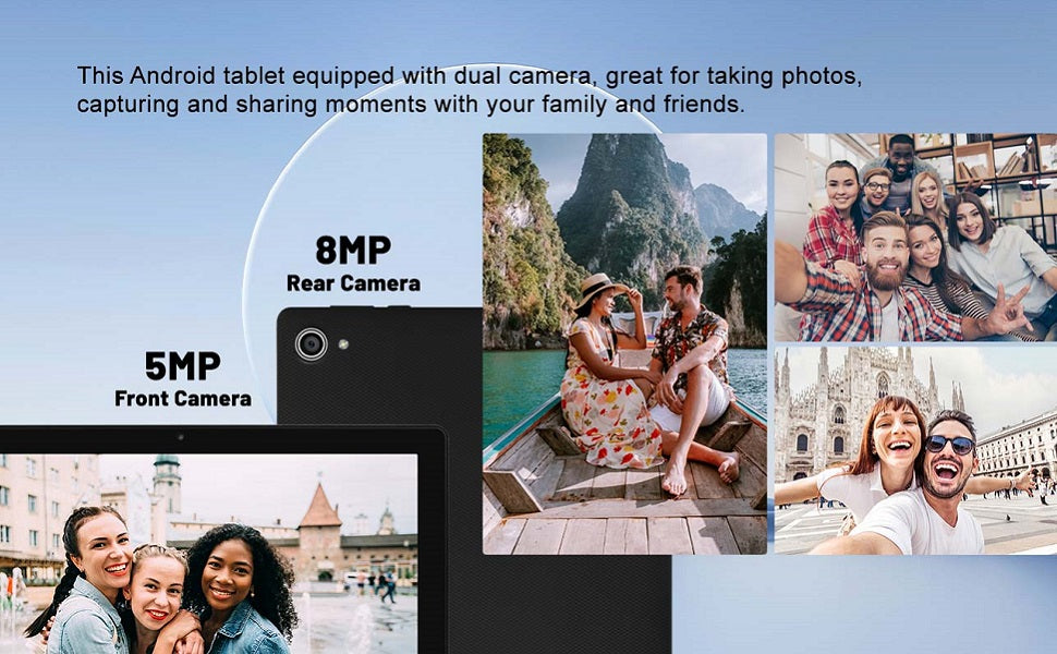 10.1 Inch Android 14 Tablet 8GB RAM+64GB ROM FHD IPS 8MP+5MP 5000mAh GMS Certification Widevine L1 Facciale ID OTG 5G+2.4G WiFi6